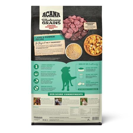 Acana Wholesome Grains, Lamb & Pumpkin Recipe, Limited Ingredient Diet Dog Food, 22.5-Lb