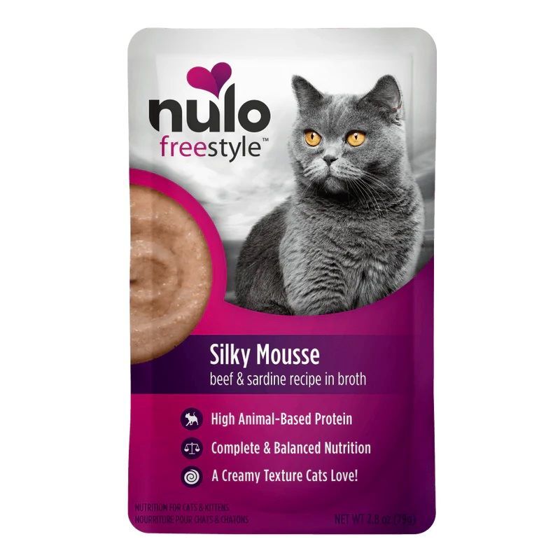 Nulo FreeStyle Silky Mousse Beef & Sardine Recipe Cat Food, 2.8-Oz
