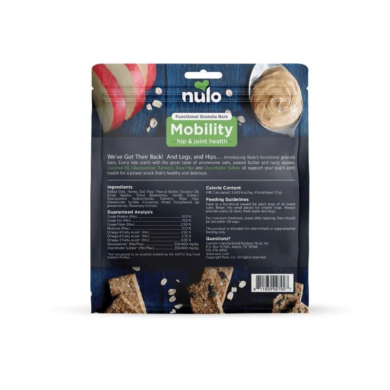 Nulo Mobility Hip & Joint Health Functional Granola Bars For Dogs, 10-Oz