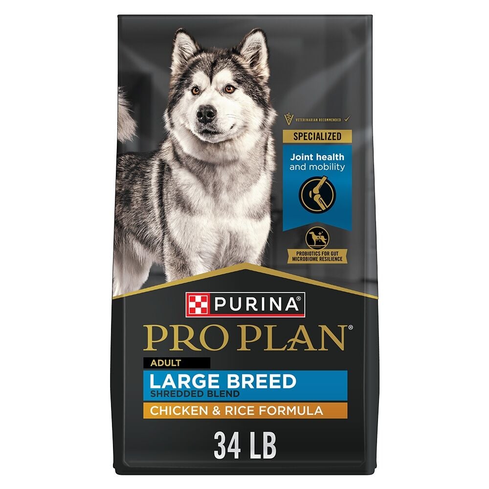 Purina Pro Plan Adult Large Breed Shredded Blend Chicken & Rice Formula Dog Food, 34 lb.