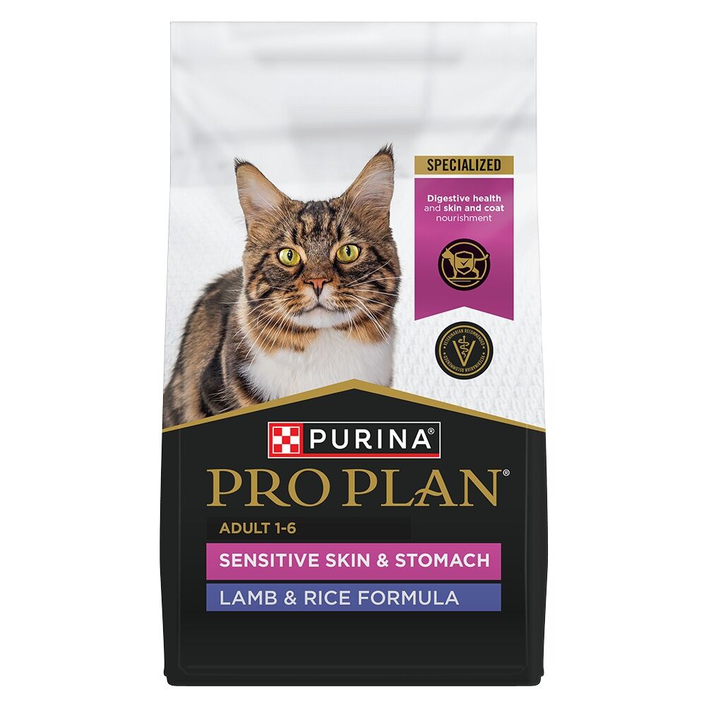 Purina Pro Plan Adult Sensitive Skin & Stomach Lamb & Rice Formula Cat Food, 16 lb.