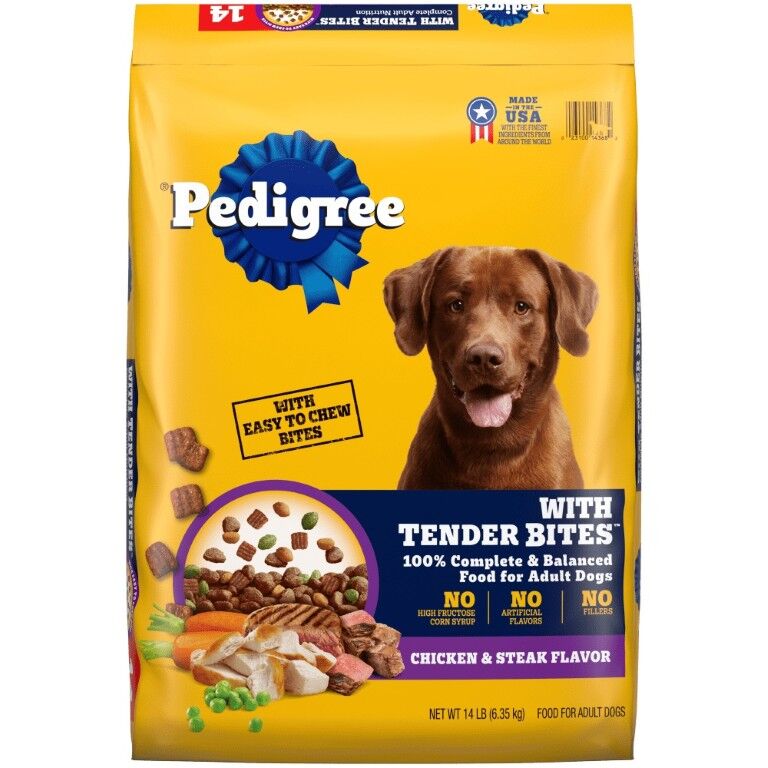 PEDIGREE Tender Bites Complete Nutrition Adult Chicken & Steak Flavor Dog Food, 14 lb.