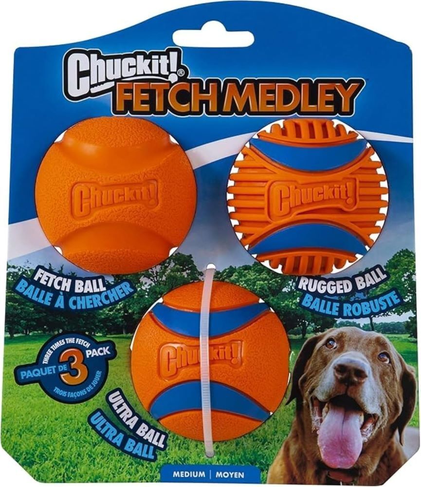 Chuckit! Medium Fetch Medley Balls, 3-Pk