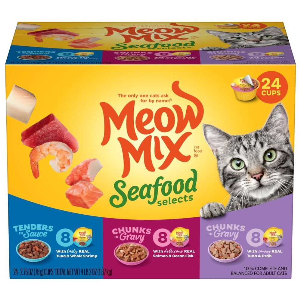 Meow Mix Seafood Selects Variety Pack Cat Food, 2.75-Oz, 24-Pk