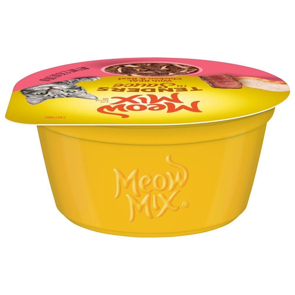 Meow Mix Tenders in Sauce With Real Chicken & Beef Cat Food, 2.75-Oz