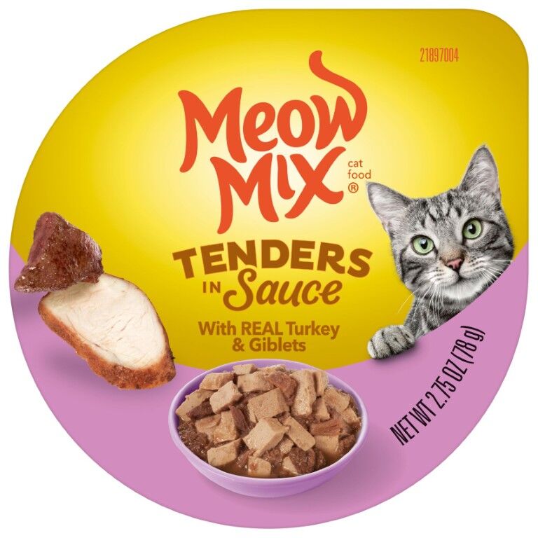 Meow Mix Tenders In Sauce With Real Turkey & Giblets Cat Food, 2.75-Oz
