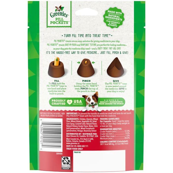 Greenies Hickory Smoke Pill Pockets for Dogs Large, Capsule Size Dog Treats, 30-Ct