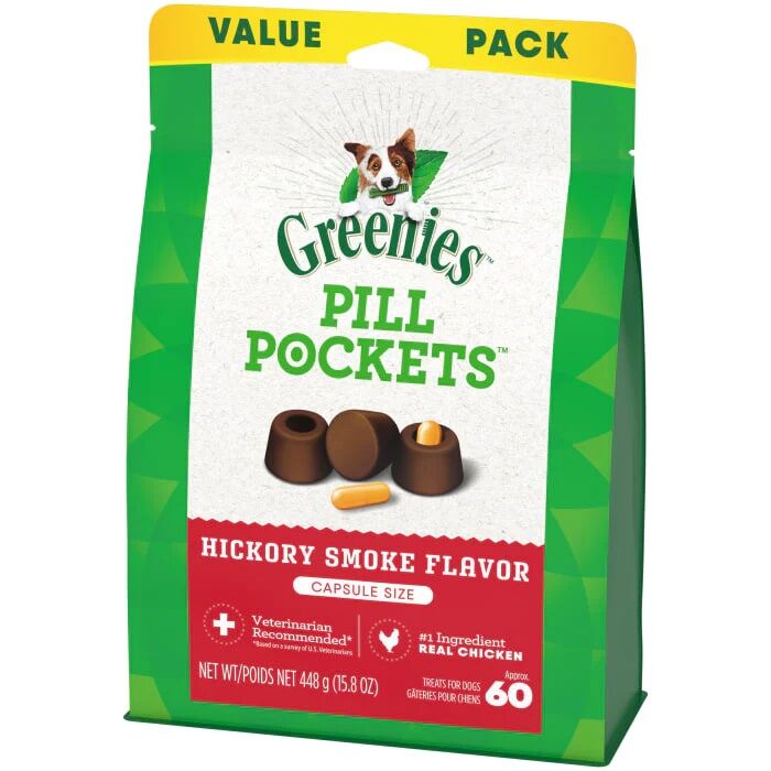 Greenies Pill Pockets for Dogs Large Hickory Smoke Capsule Size Dog Treats, 60-Ct