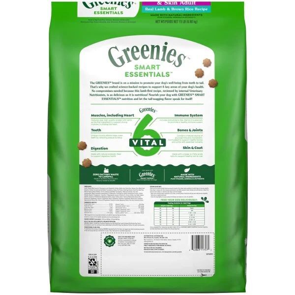 Greenies Smart Essentials Sensitive Digestion & Skin Real Lamb & Brown Rice Dog Food, 15-Lb