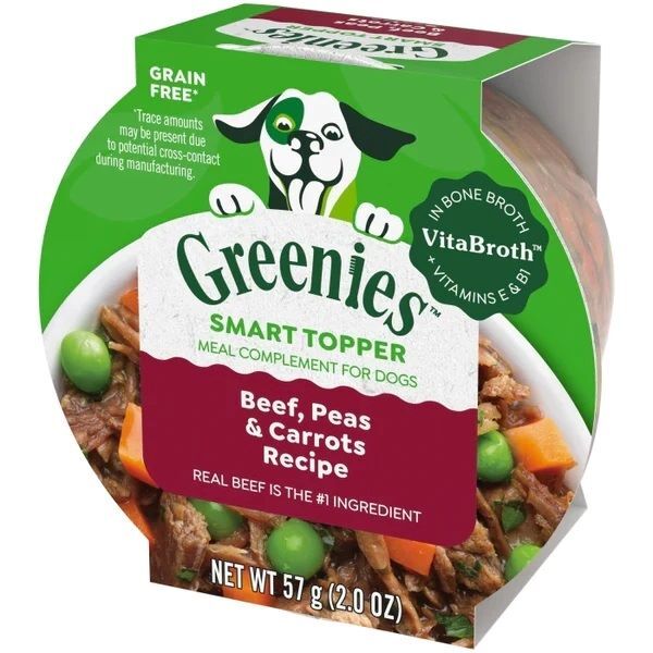 Greenies Smart Topper Wet Mix-In, Beef, Peas & Carrots Recipe Dog Food, 2-Oz