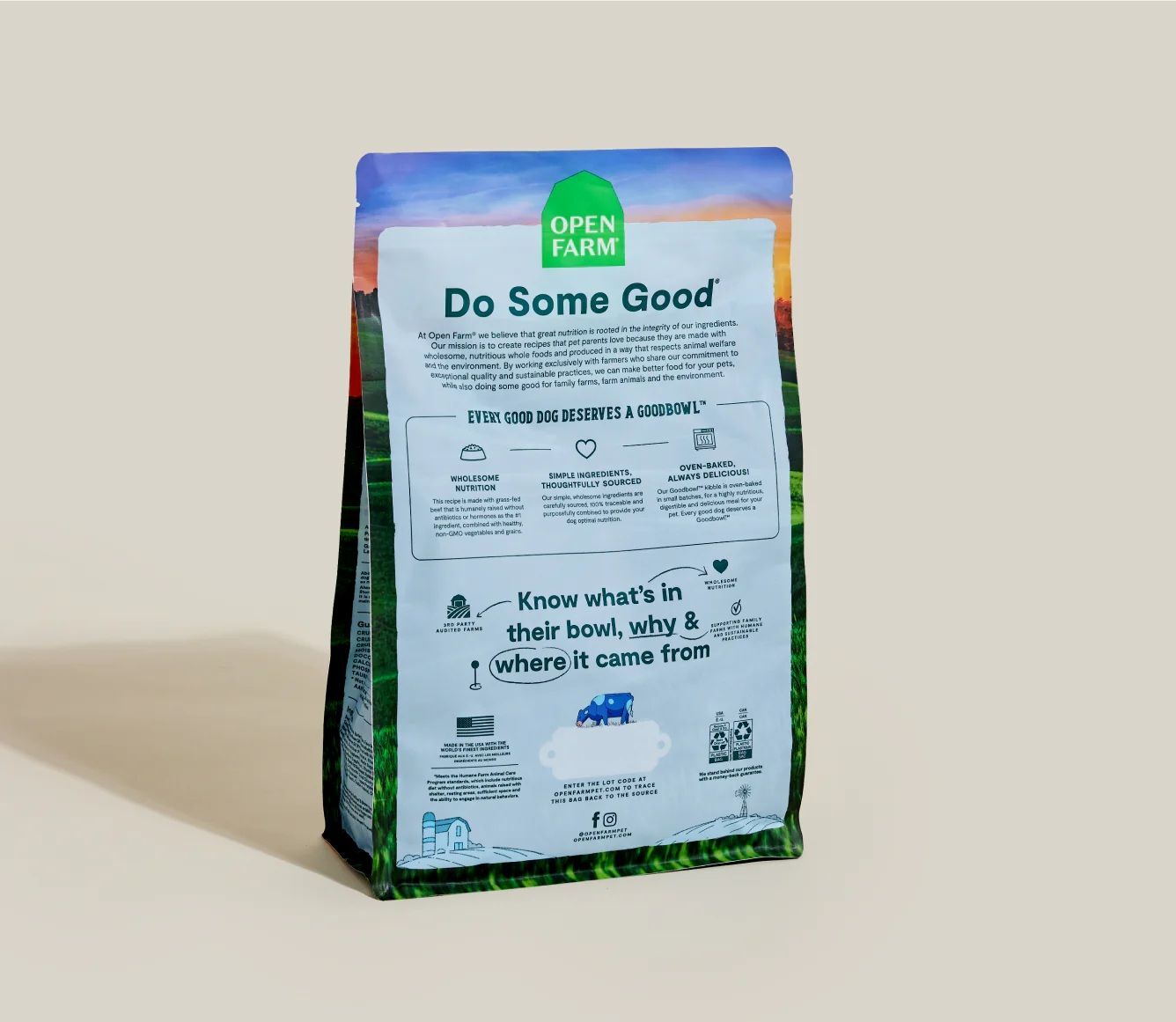 Open Farm Goodbowl™ Grass-Fed Beef & Brown Rice Dog Kibble, 3.5-Lb