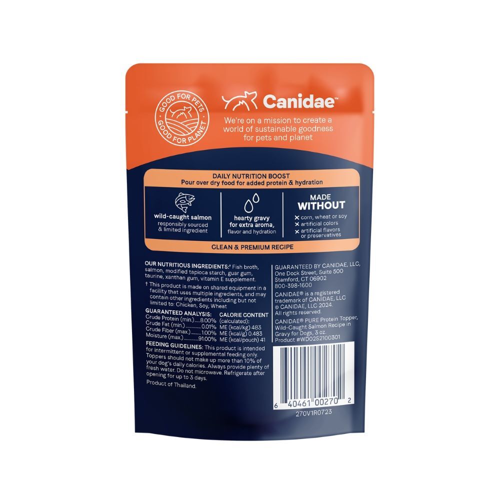 Canidae Pure Protein Topper- Wild-Caught Salmon Recipe in Gravy Dog Food, 3-Oz