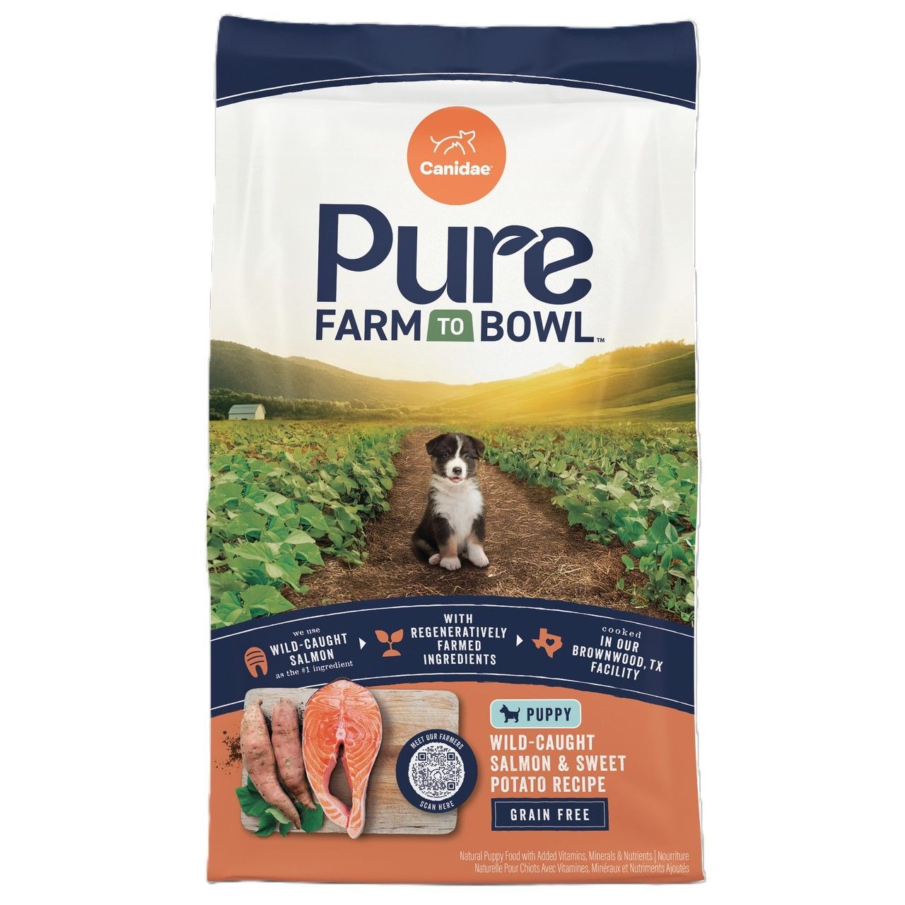 Canidae Pure Farm To Bowl Puppy Wild-Caught Salmon & Sweet Potato Recipe Dog Food, 22-Lb