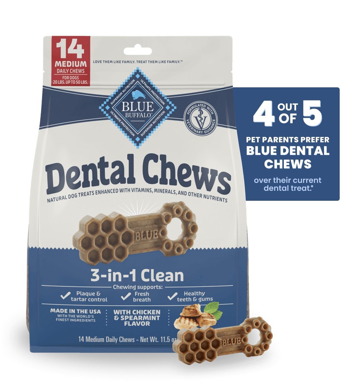 Blue Buffalo Medium Dog Dental Chews, 14-Ct