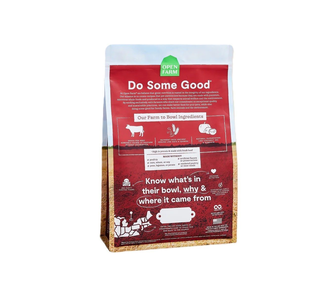 Open Farm Grass-Fed Beef & Ancient Grains Dog Food, 22-Lb