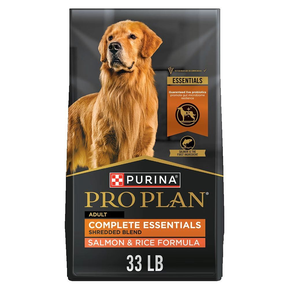 Purina Pro Plan Complete Essentials Shredded Blend Salmon & Rice Probiotics Dry Dog Food, 33-Lb
