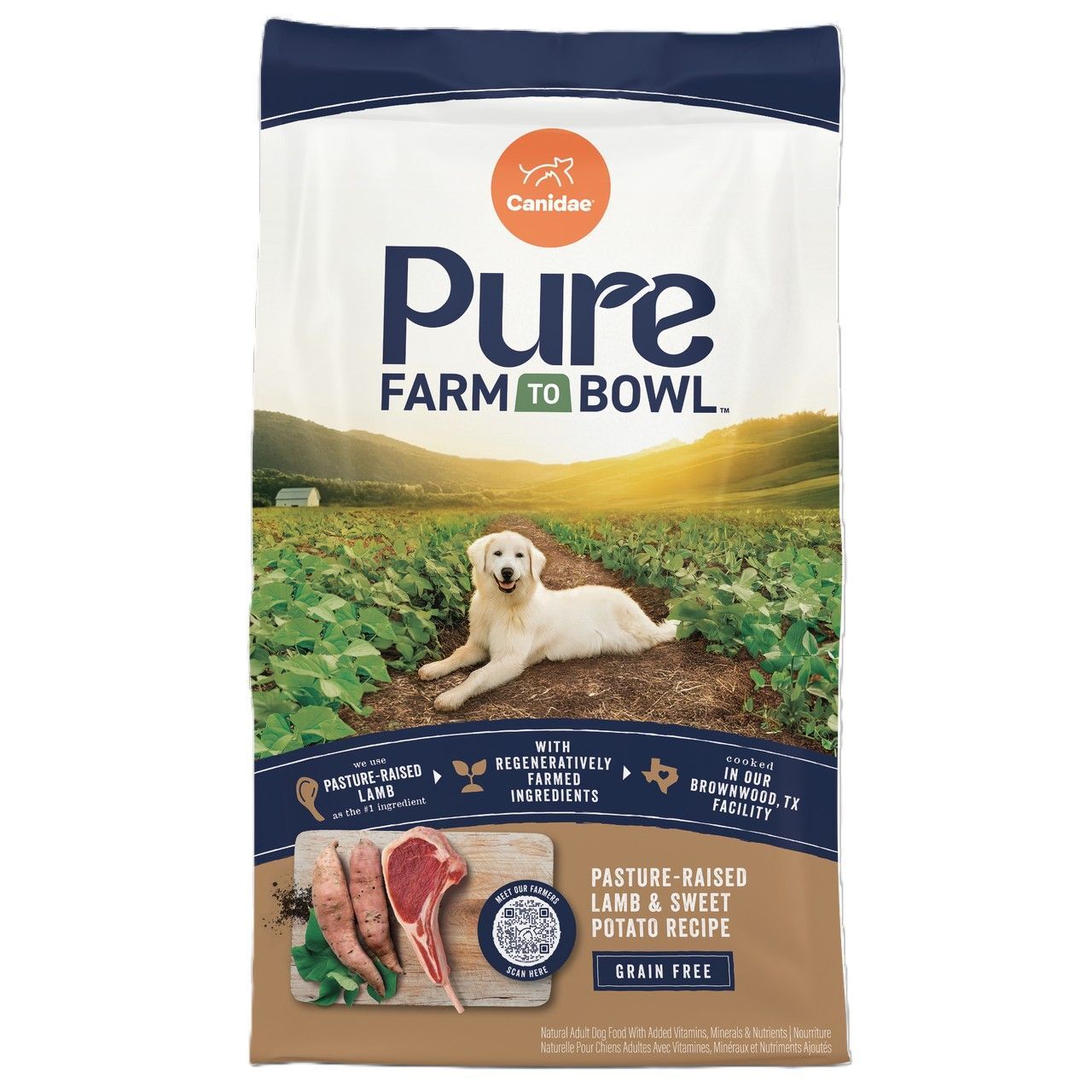 Canidae Pure Farm To Bowl Pasture-Raised Lamb & Sweet Potato Grain Free Recipe Dog Food, 22-Lb