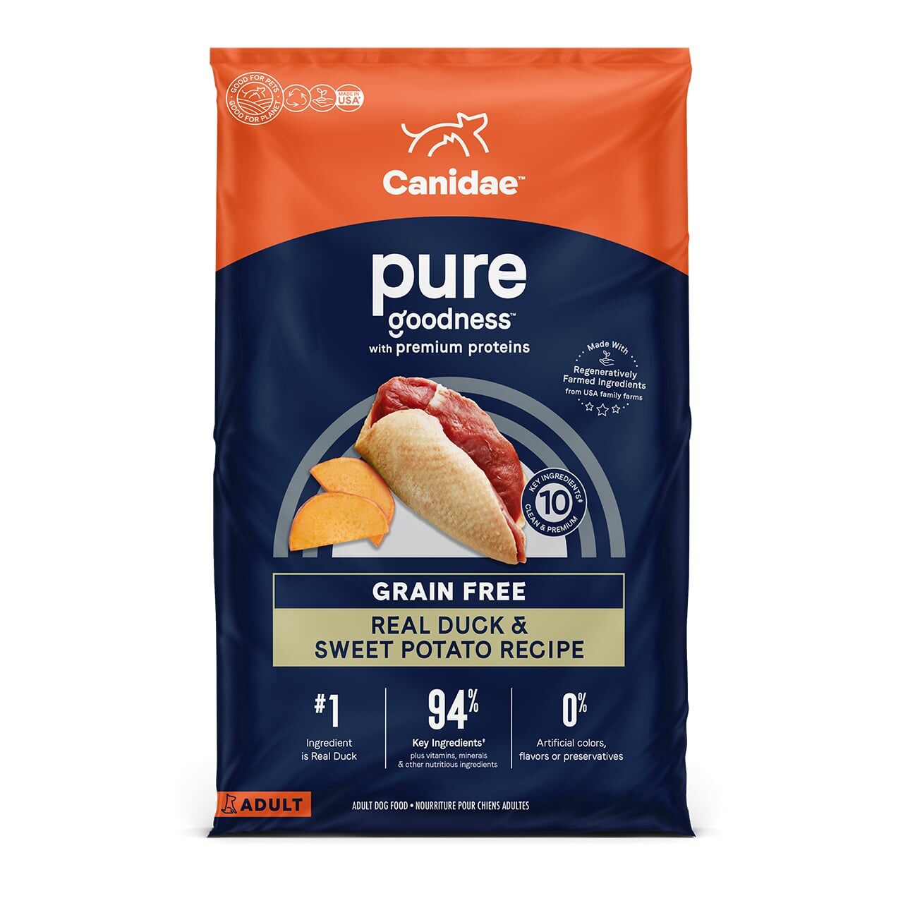 Canidae Pure Goodness Grain Free Real Duck & Sweet Potato Dog Food, 24-Lb