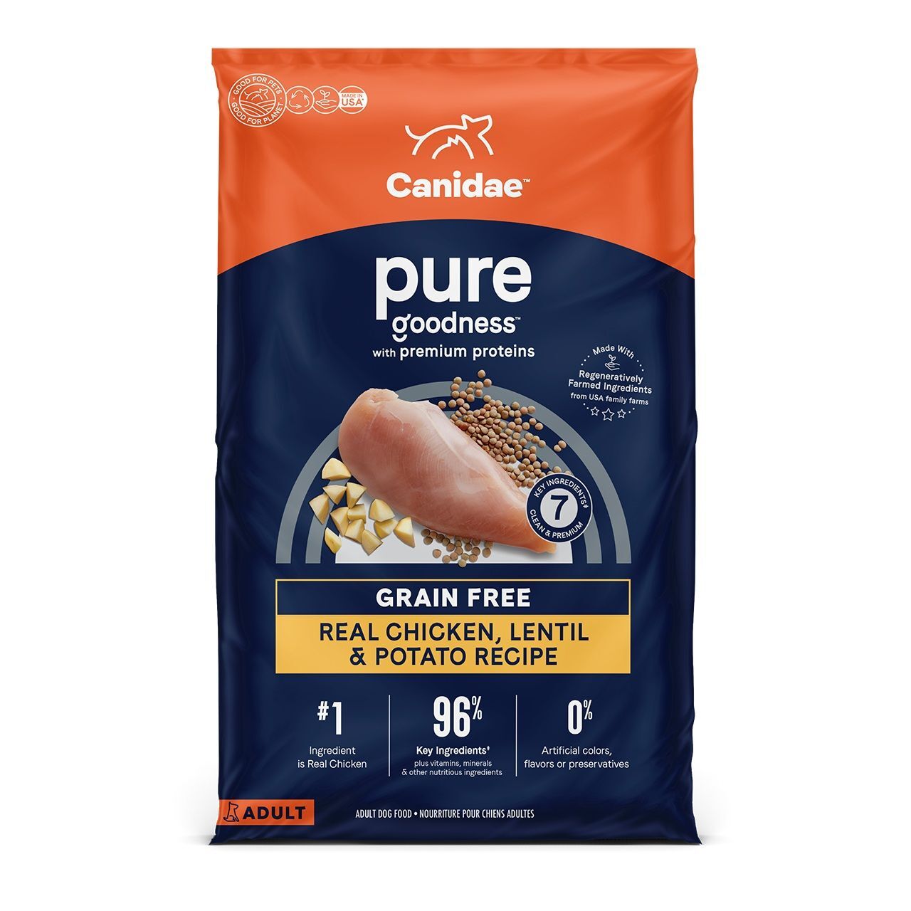 Canidae Pure Dry Dog Food: Grain Free Chicken, Lentil and Potato Recipe, 24-Lb
