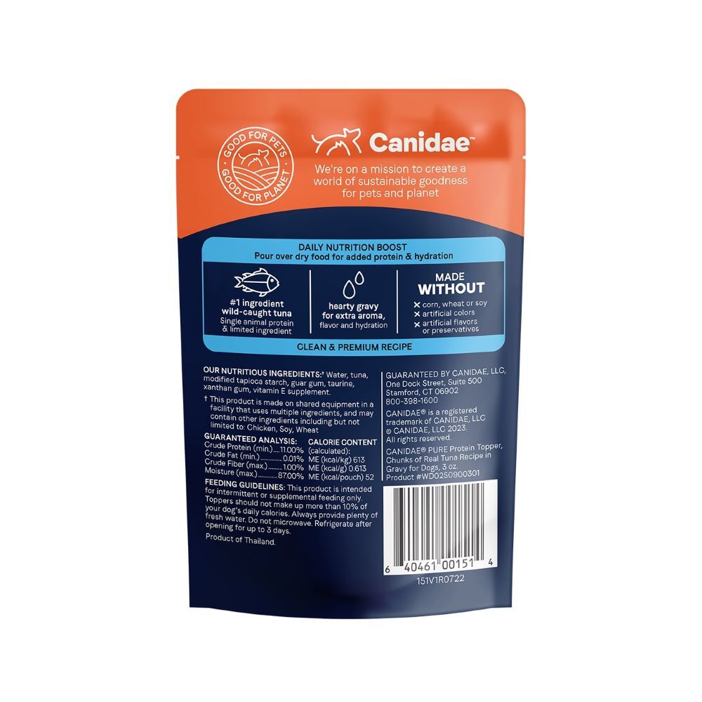 Canidae Pure Protein Topper- Chunks of Real Tuna in Gravy Dog Food, 3-Oz