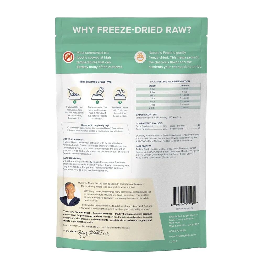 Dr. Marty Nature's Feast Premium Freeze-Dried Raw Cat Food, 12-Oz