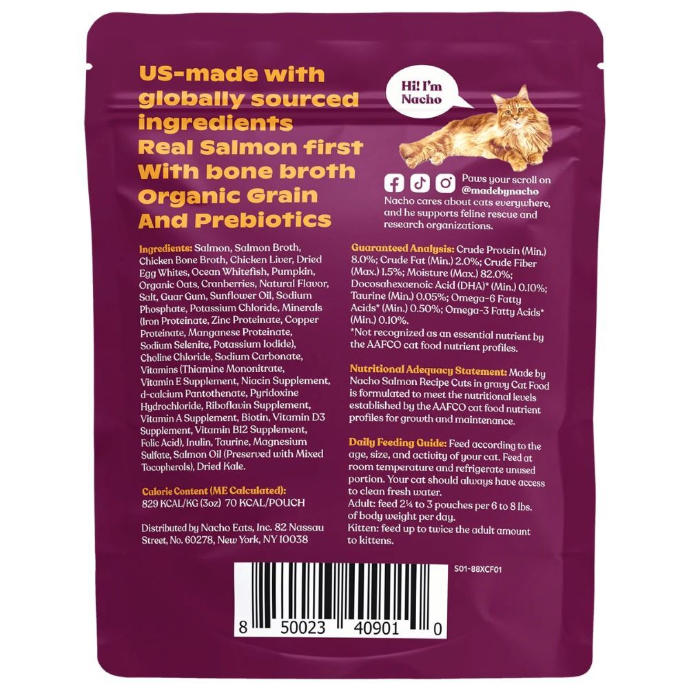 Made By Nacho Salmon Cuts in Gravy Cat Food, 3-Oz