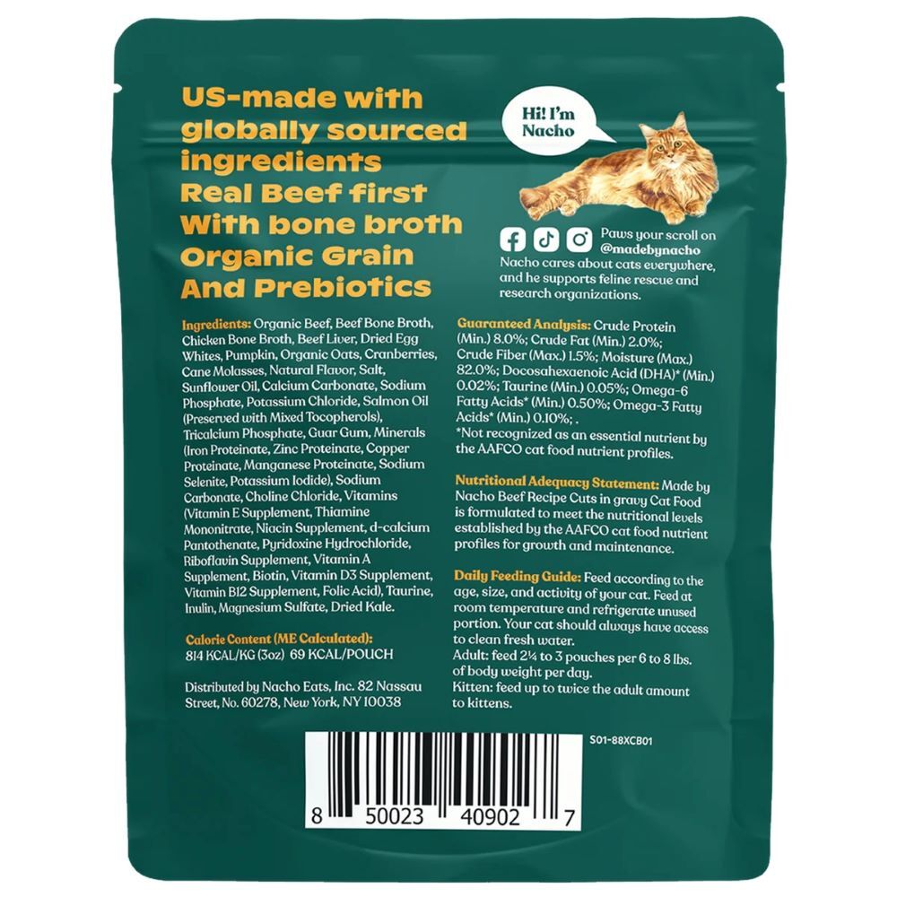 Made By Nacho Beef Cuts in Gravy Cat Food, 3-Oz