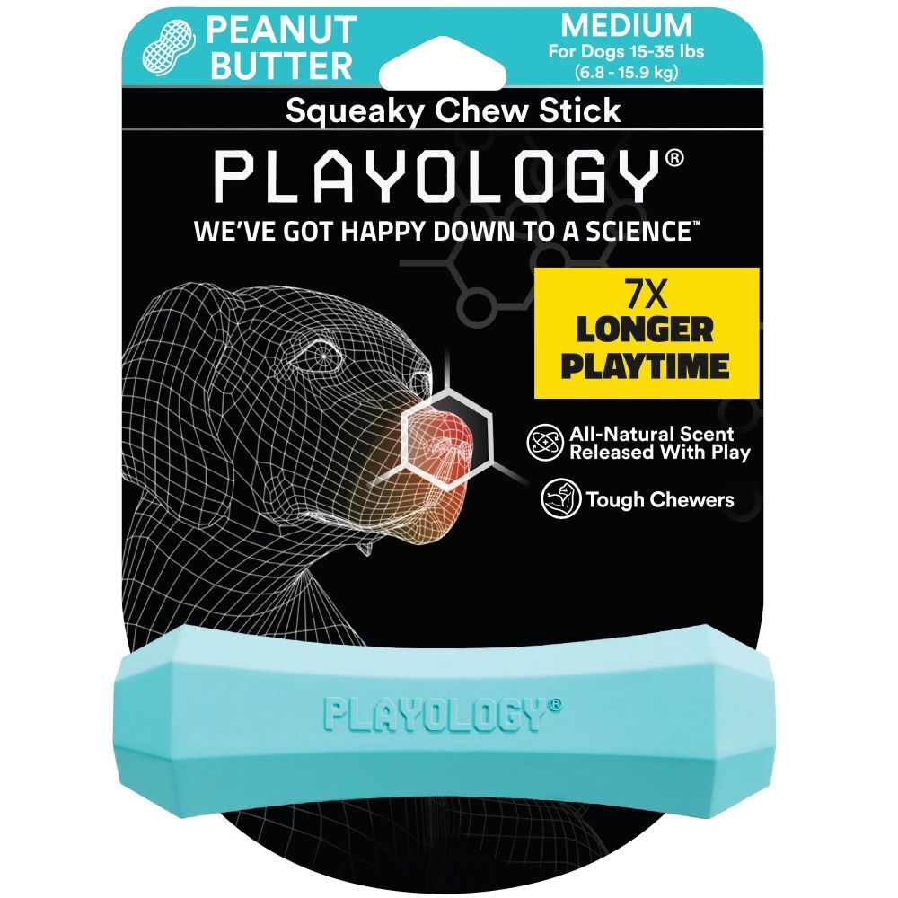 Playology Medium Peanut Butter Squeaky Chew Stick
