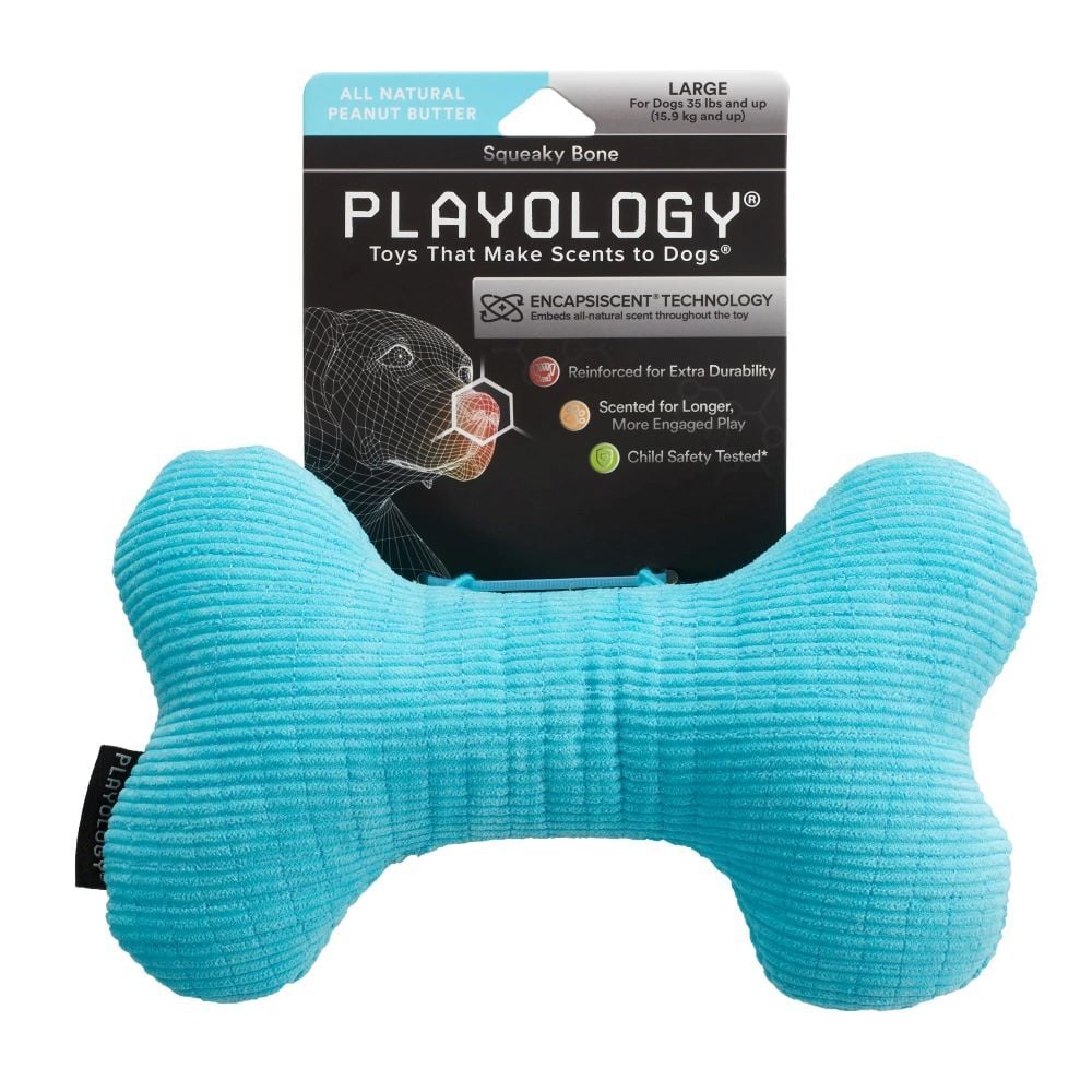 Playology Large Peanut Butter Plush Squeaky Bone