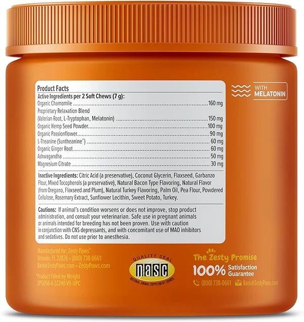 Zesty Paws Advanced Calming Turkey Bites for Dogs, 90-Ct