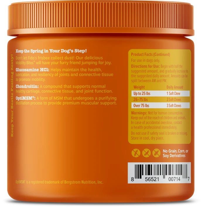 Zesty Paws Hip & Joint Mobility Duck Bites for Dogs, 90-Ct