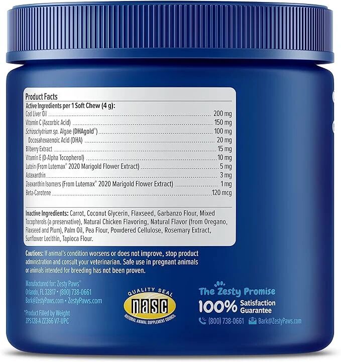 Zesty Paws Senior Advanced Vision Bites For Senior Dogs, 90-Ct