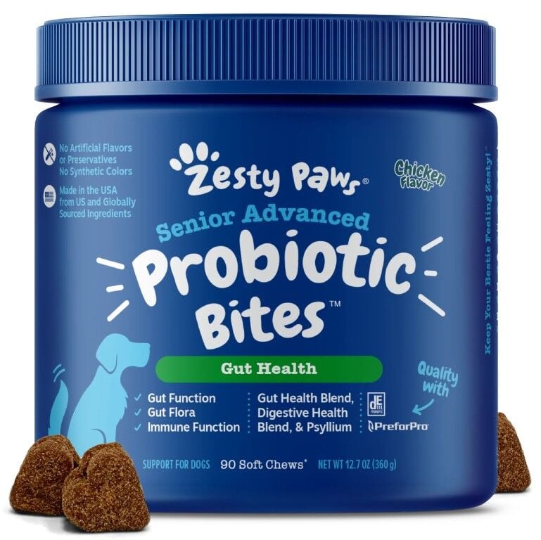 Zesty Paws Senior Advanced Probiotic Bites For Senior Dogs