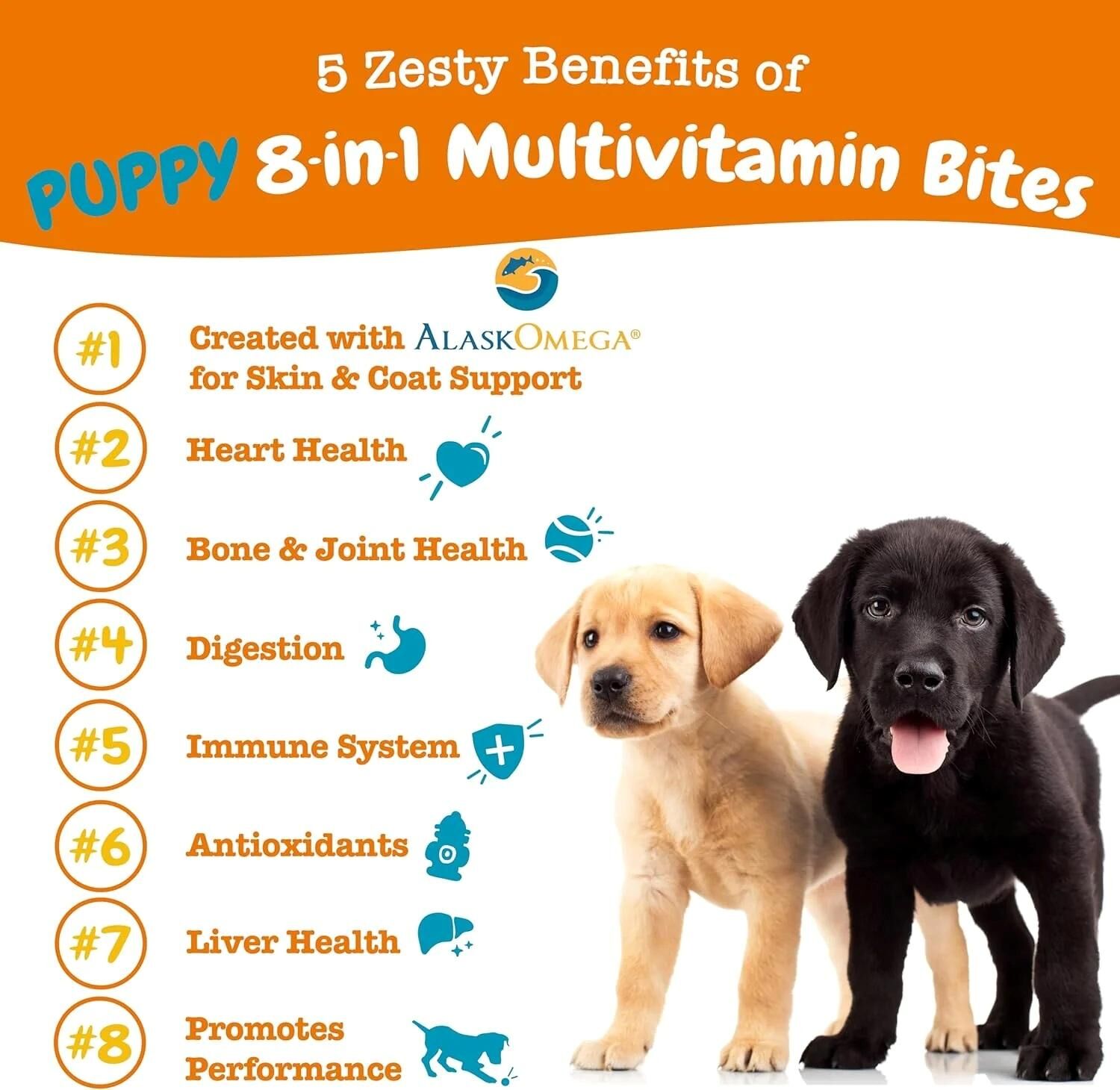 Zesty Paws Puppy 8-in-1 Chicken Flavor Multivitamin Bites, 90-Ct