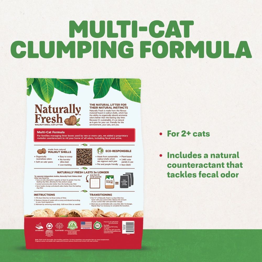 Naturally Fresh Multi-Cat Formula Walnut Smell Cat Litter, 26-Lb