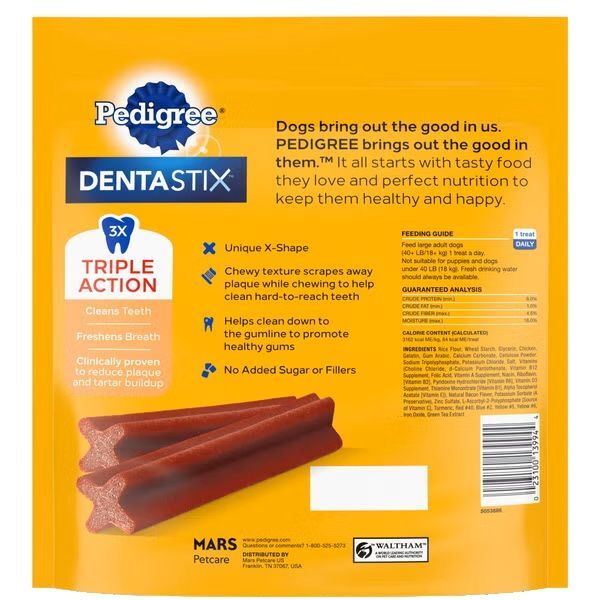 Pedigree Dentastix Bacon Flavor Large Dog Treats, 32-Ct