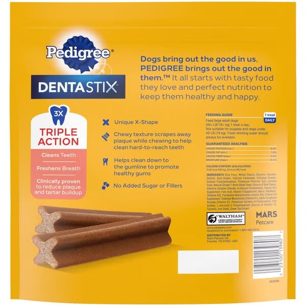 Pedigree DENTASTIX Beef Flavor Large Dog Treats, 40-Ct