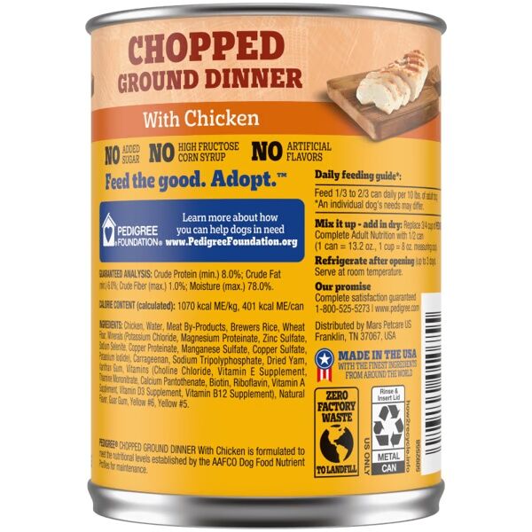 Pedigree Chopped Ground Dinner With Chicken Wet Dog Food, 13.2-Oz