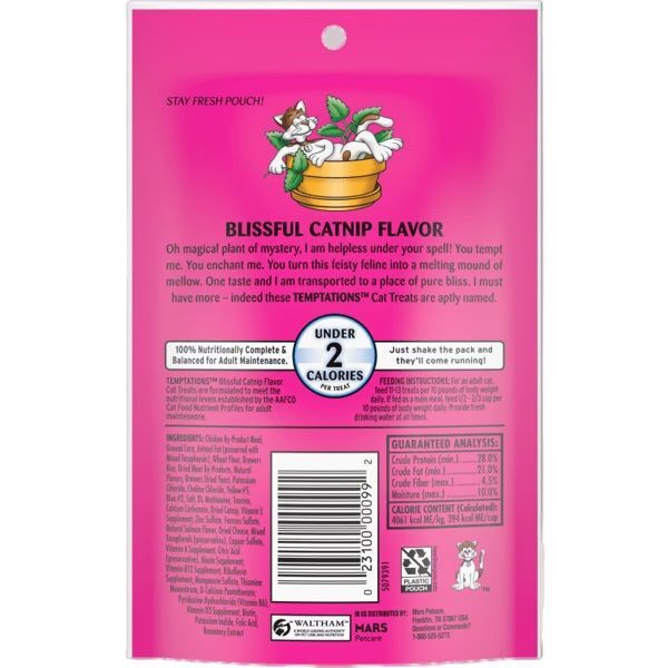 Temptations Blissful Catnip Flavor Cat Treats, 3-Oz