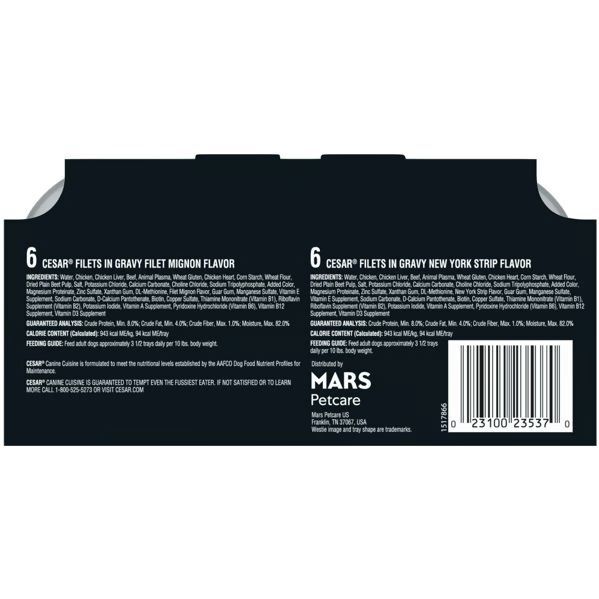 Cesar Variety Pack Filet Mignon & New York Strip Flavor Wet Dog Food, 3.5-Oz, 12-Pk