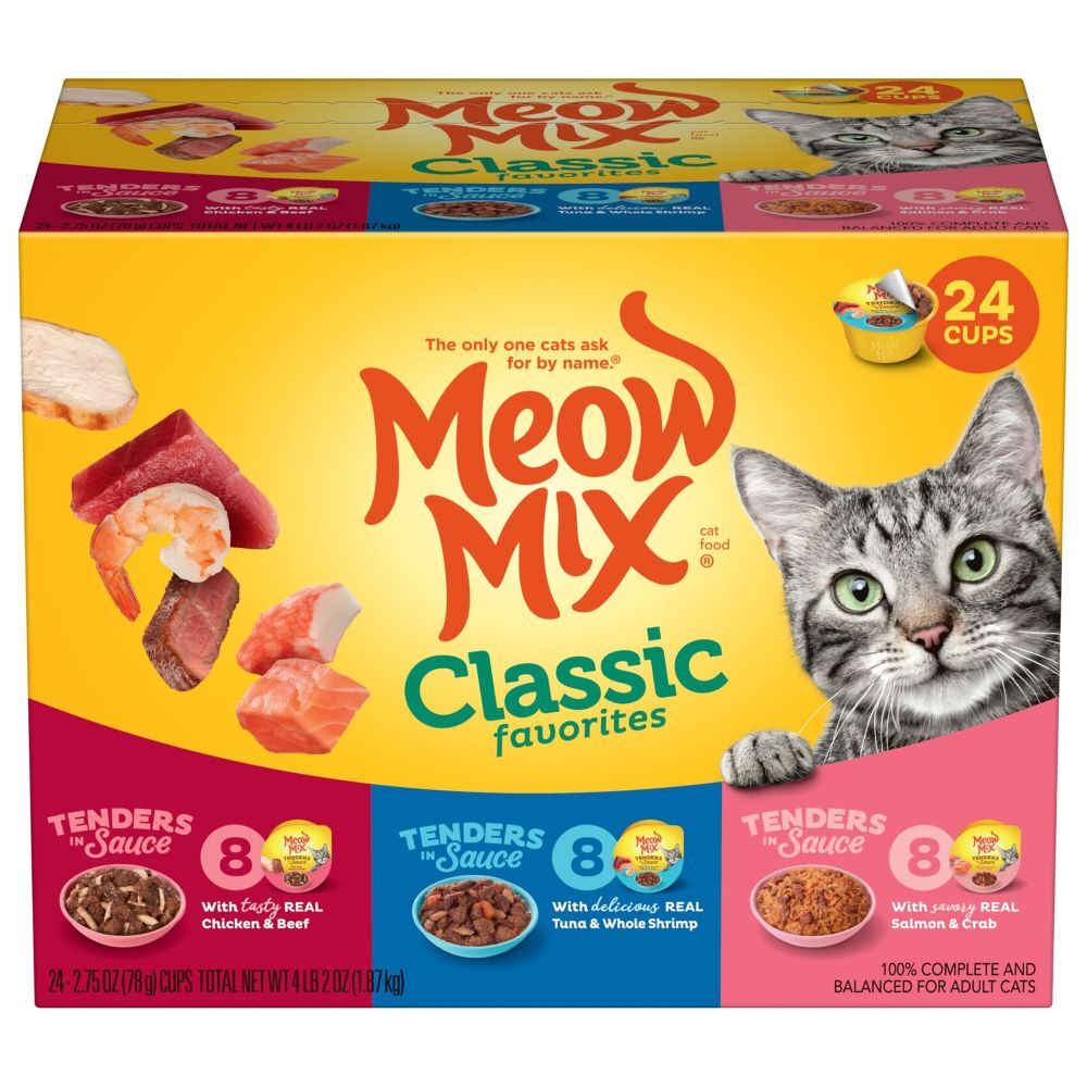 Meow Mix Classic Favorites Variety Pack Cat Food, 2.75-Oz, 24-Pk
