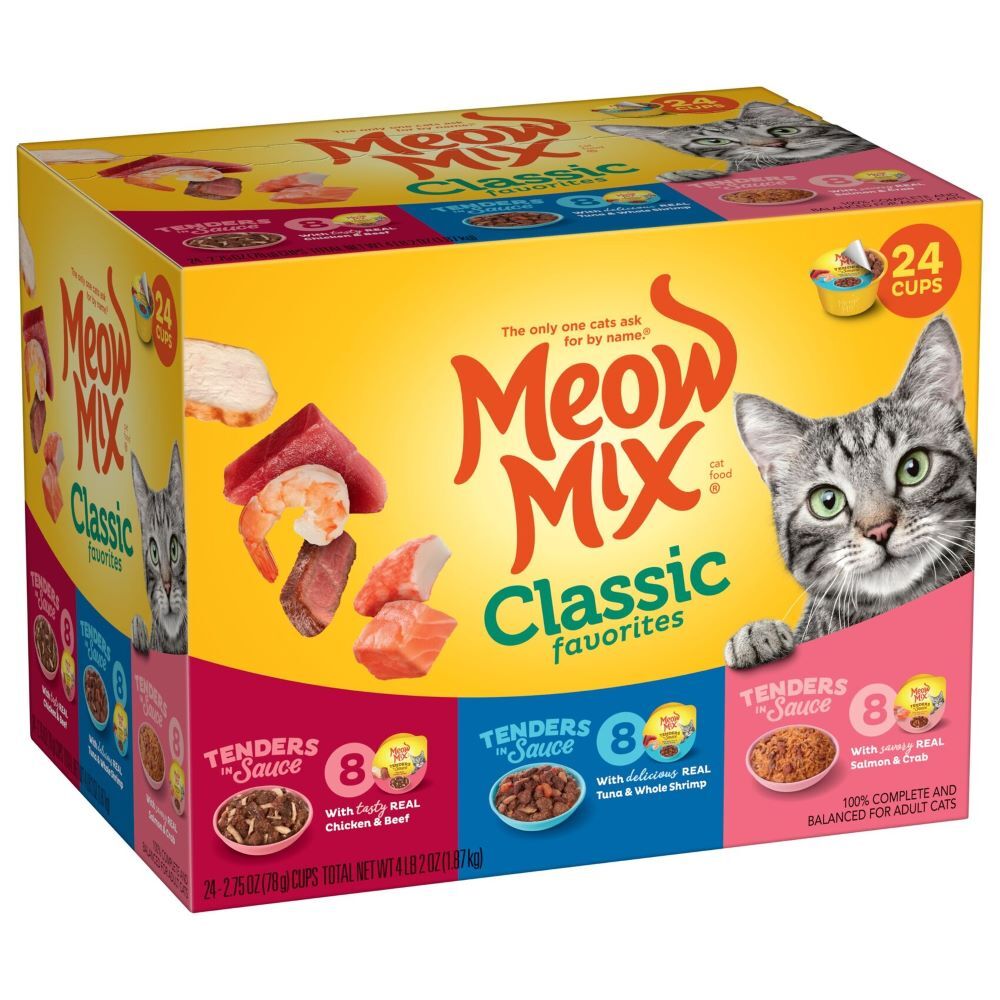 Meow Mix Classic Favorites Variety Pack Cat Food, 2.75-Oz, 24-Pk