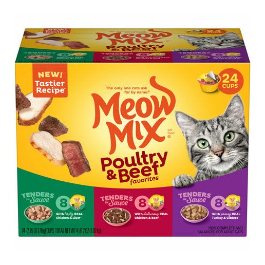 Meow Mix Tender Favorites - Real Chicken & Beef in Sauce, 24 Pack