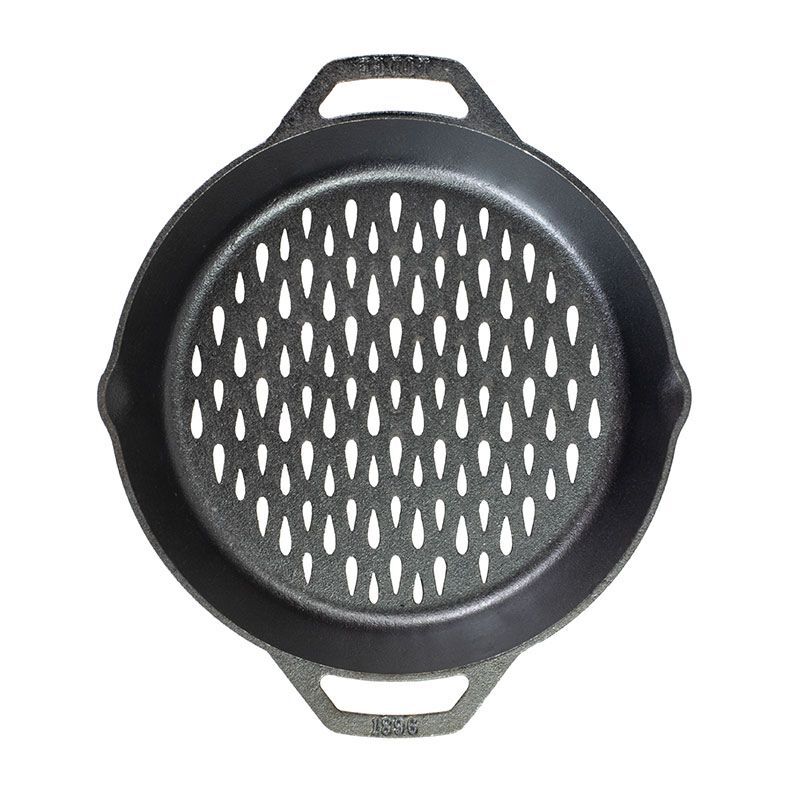 Lodge Seasoned Cast Iron Dual Handle Grilling Basket, 12-In