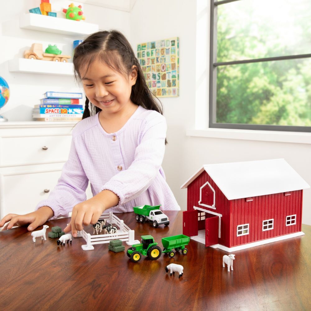 Tomy John Deere Farm Playset with On-the-Go Barn, 24-Pc
