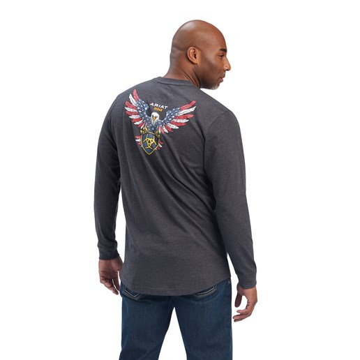 Ariat Men's Rebar Cotton Strong American Raptor T-Shirt in Charcoal Heather