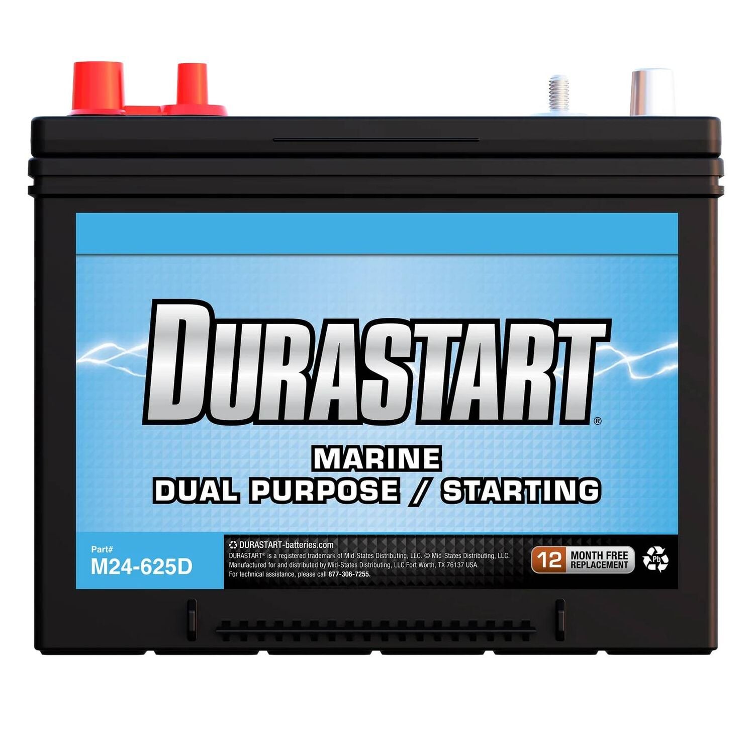 Durastart Marine Dual Purpose/Starting Battery, 12V, 52 Ah, 625 CCA