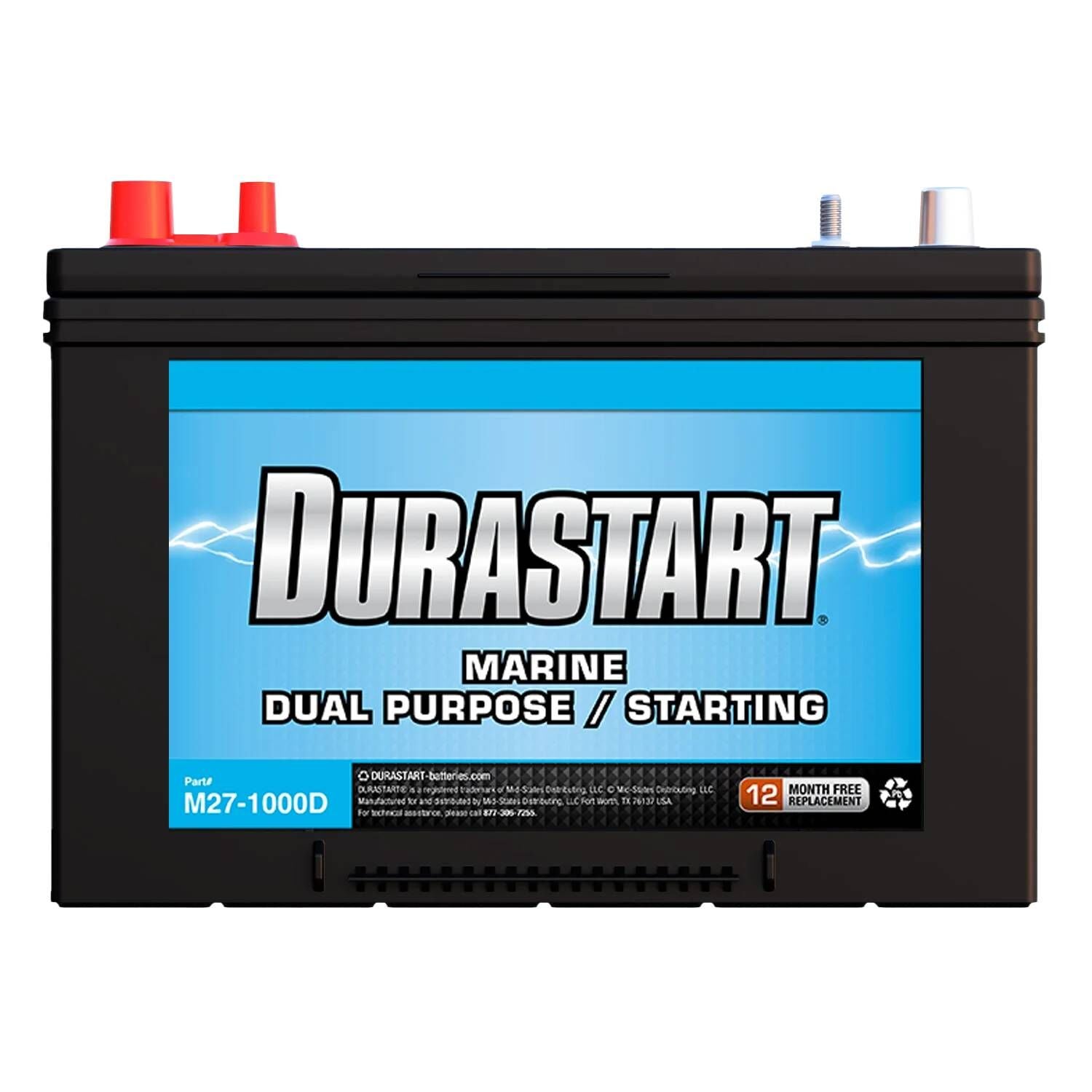 Durastart Marine Dual Purpose/Starting Battery, 12V, 100Ah, 1000 CCA
