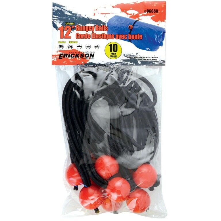 Erickson Bungey Balls, Black, 12 in., 10 pack