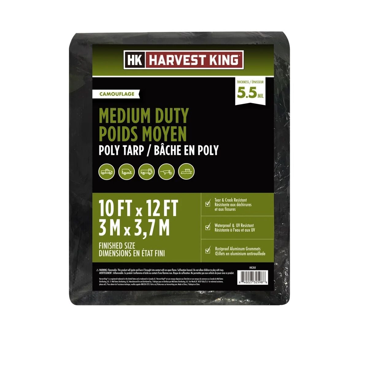 Harvest King Medium Duty Poly Tarp, Camouflage, 10 ft. x 12 ft.